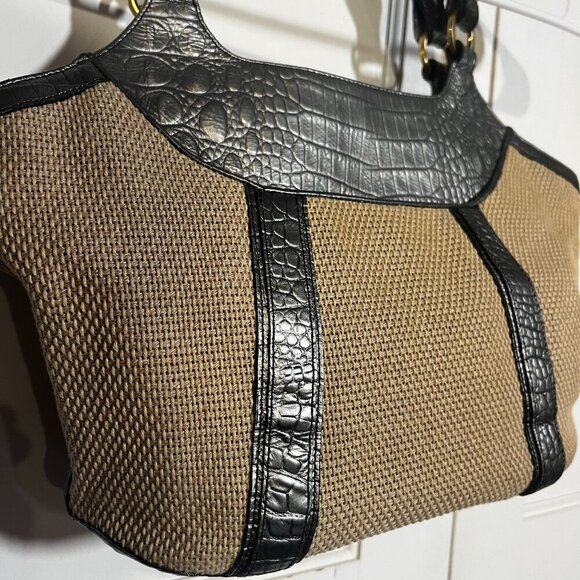 Brahmin Raffia Bag Crocodile Embossed Light Blue - Picture 8 of 12